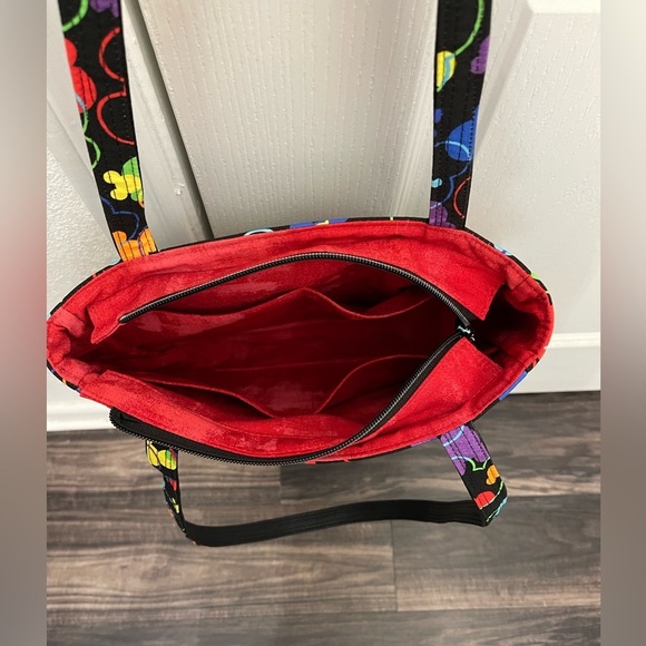 Rainbow Mickey Mouse Ears Custom Made Shoulder Bag With Purse Pal Wallet - Picture 7 of 12